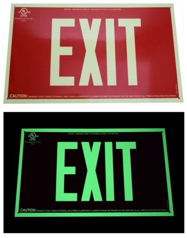Picture of QRFS Everlux Photoluminescent Exit Sign