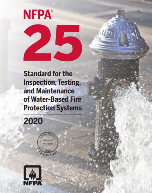 Picture of NFPA 25 Code Book with 2020 Updates