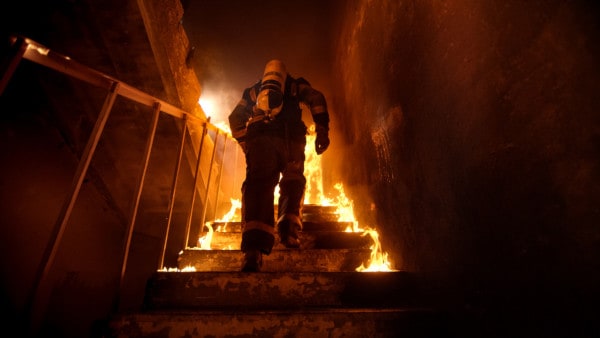 Picture of firefighter fighting fire