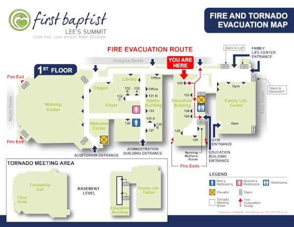 Church fire safety evacuation map