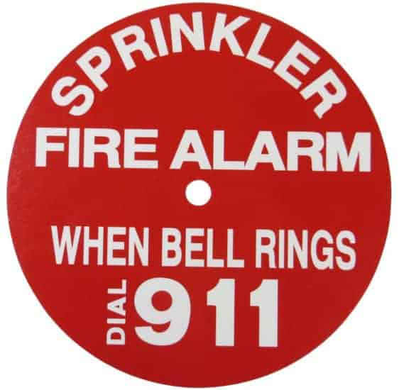 Sprinkler dial 911 sign