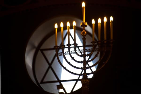 Menorah in a synagogue