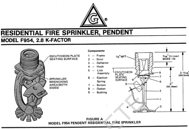 Grinnell F954 data sheet