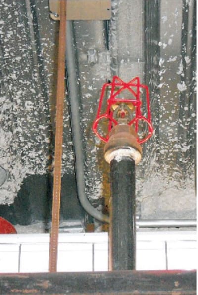 NFPA 25 changes now require inspections of this red sprinkler guard.