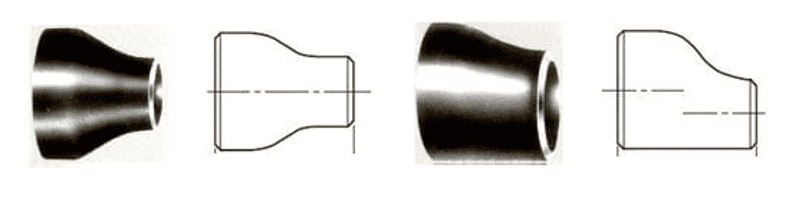 Concentric reducer vs eccentric reducer axis diagram