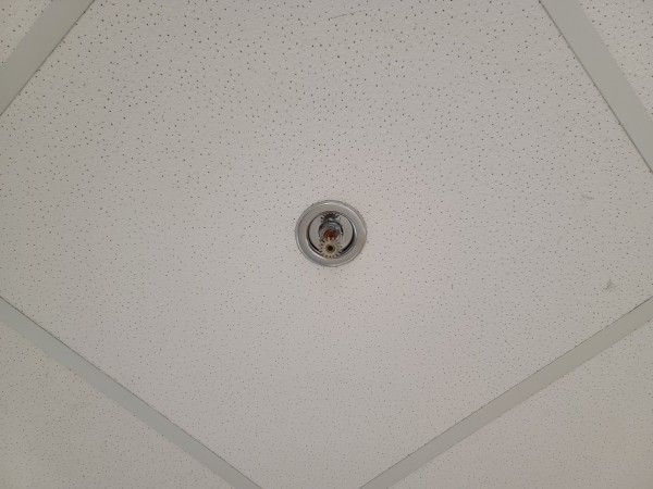 Fire sprinkler in drop ceiling