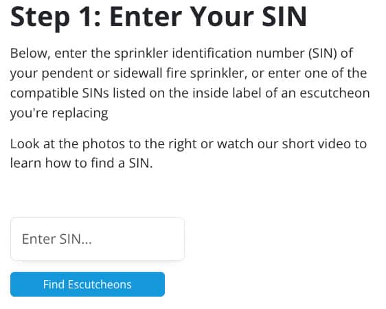 SIN page QRFS Quick Finder