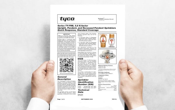 How to read a Tyco sprinkler data sheet