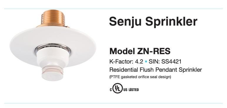 Top of Senju sprinkler data sheet