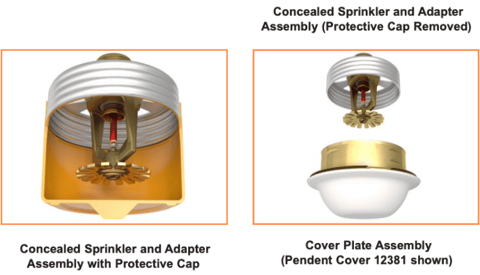 Viking concealed sprinkler assembly