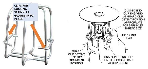 Latching and clipping fire sprinkler head guards