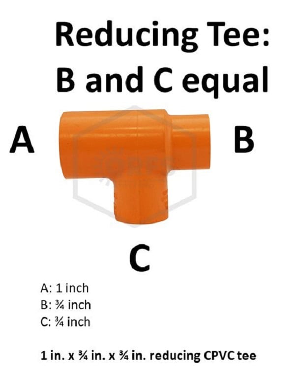 Reducing tee b and c equal