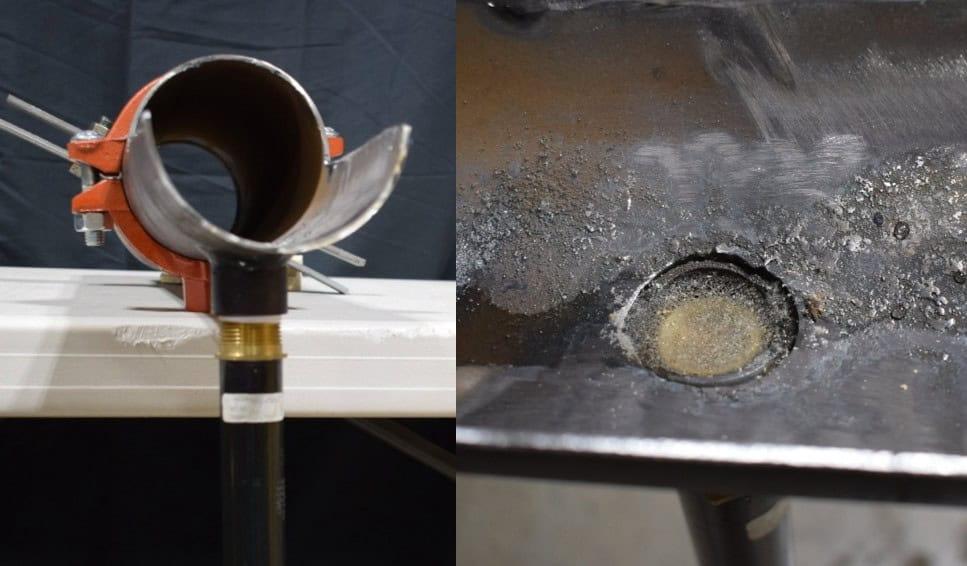 Dry sprinkler installed in welded outlet