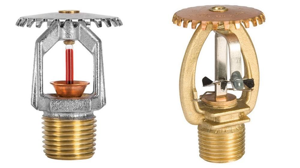 Fusible link sprinkler head vs glass bulb sprinkler