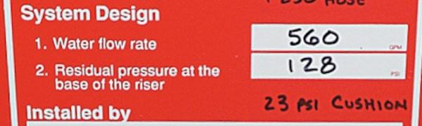 Hydraulic design information sign flow and pressure