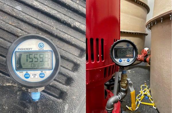 Failed digital pressure gauges sprinkler system