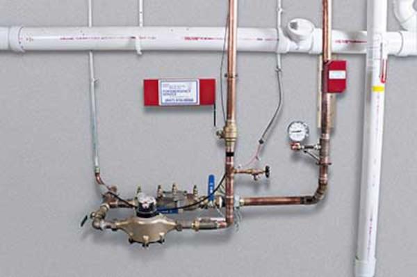 Home fire sprinkler system backflow preventer