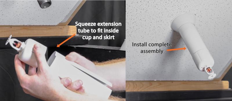 Install sprinkler escutcheon extension tube
